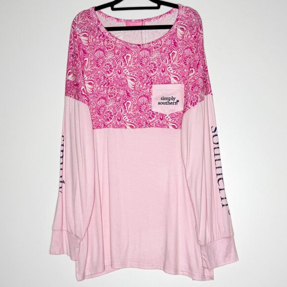 NEW Simply Southern Long Sleeve Jersey Sea Shell Soft Shirt Womens Plus Size 2XL - Picture 1 of 10